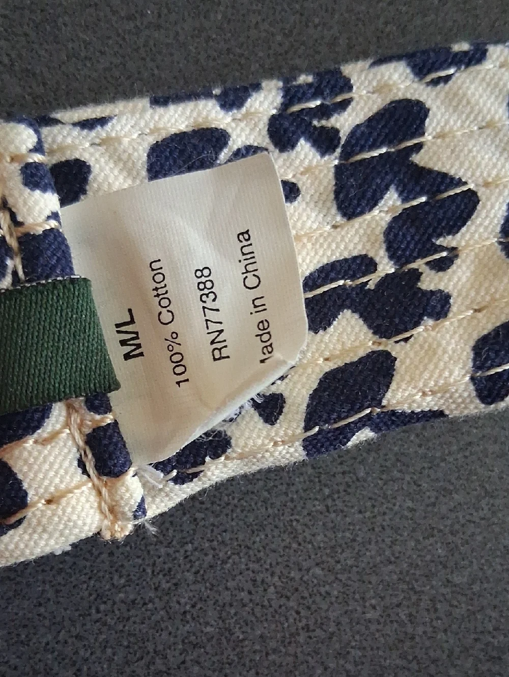 * J.Crew M/L Cotton Mushroom Pattern Belt Cream Navy Blue Nwot - Picture 6 of 10